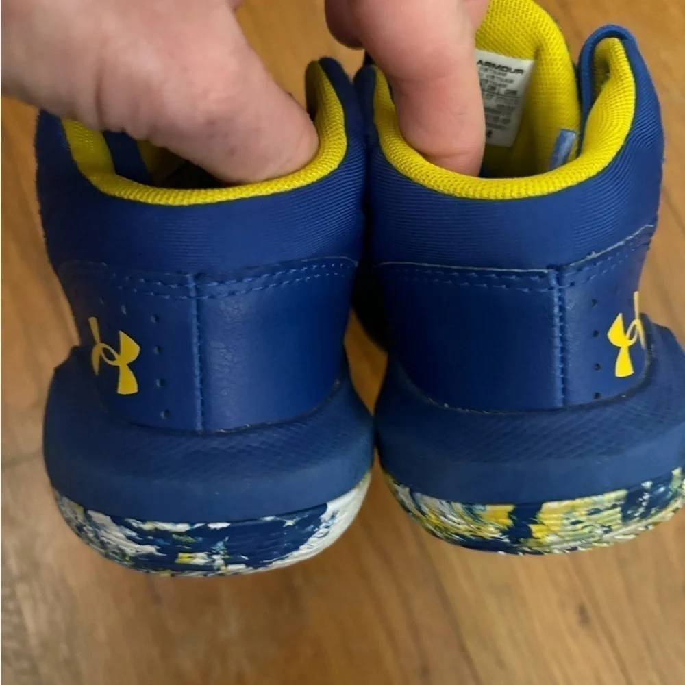 Under Armour jet 21 blue yellow high top sneakers size youth 11